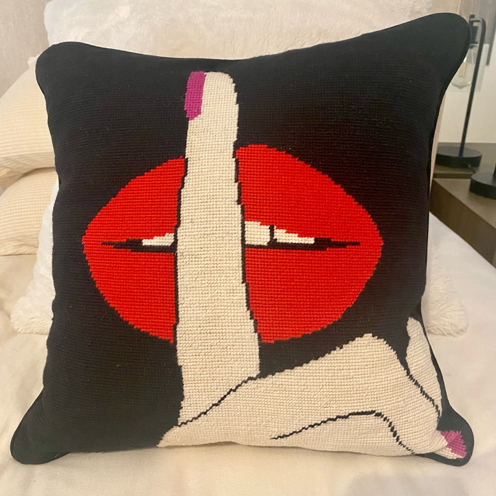 Jonathan Adler Lips Hush Throw Pillow